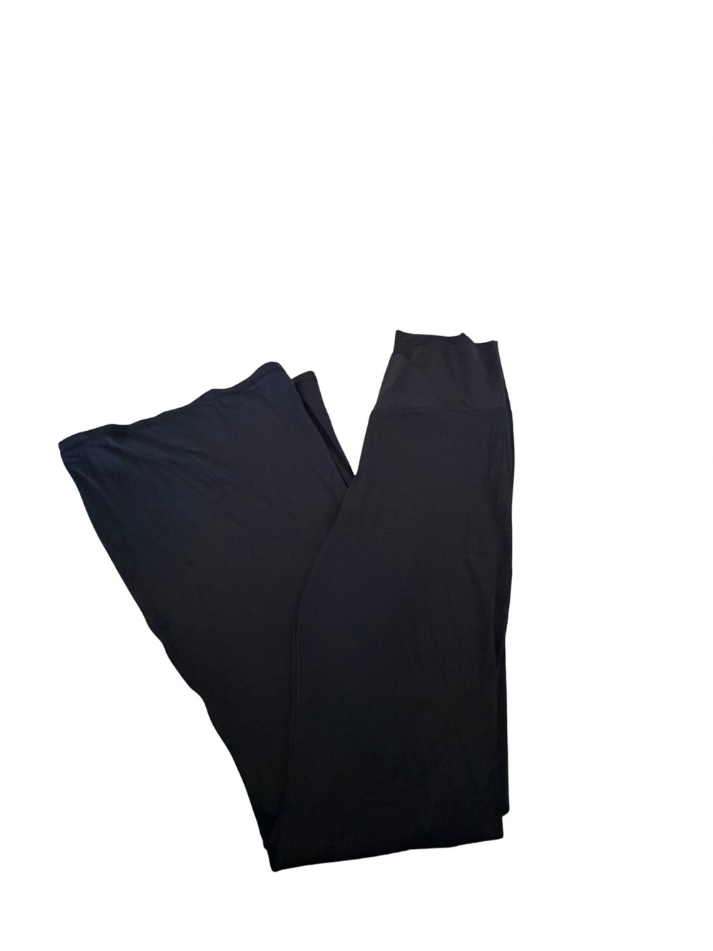 Women's Black Flared Leggings with Cross Waist